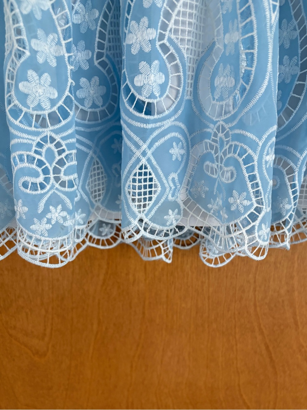 Boston Proper Two-Tone Lace Flounce Dress Airy Blue Size 4 - Picture 8 of 14